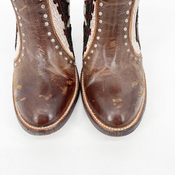 Old Gringo Galena Route 66 Women’s 6.5 Brown Cream Cactus Ankle Cowgirl Boots - Picture 6 of 13